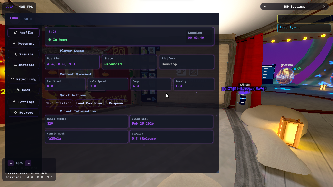 Luna client screenshot